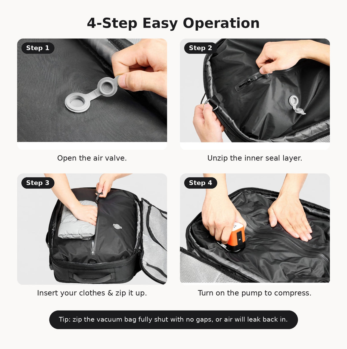 Airpack 65L Vacuum Compression Travel Backpack